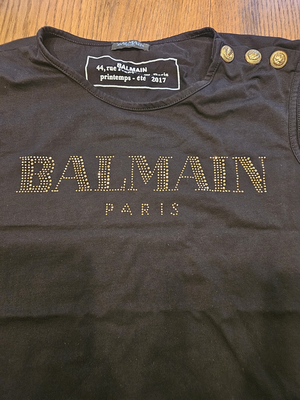 Balmain Black Logo Studded Sleeveless Top with Gold Snap Buttons - Picture 2 of 10